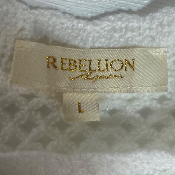 Rebellion Crochet Crop Top Womens Large White New Floral Embroidery - Picture 7 of 9